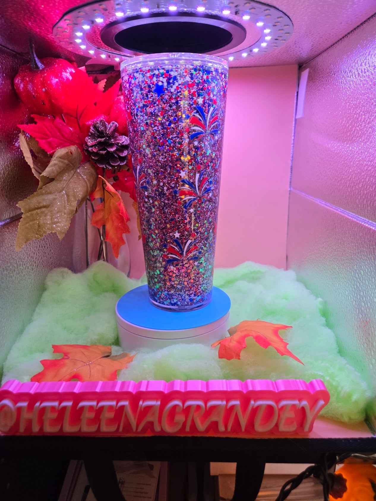 red,white and blue with star bursts