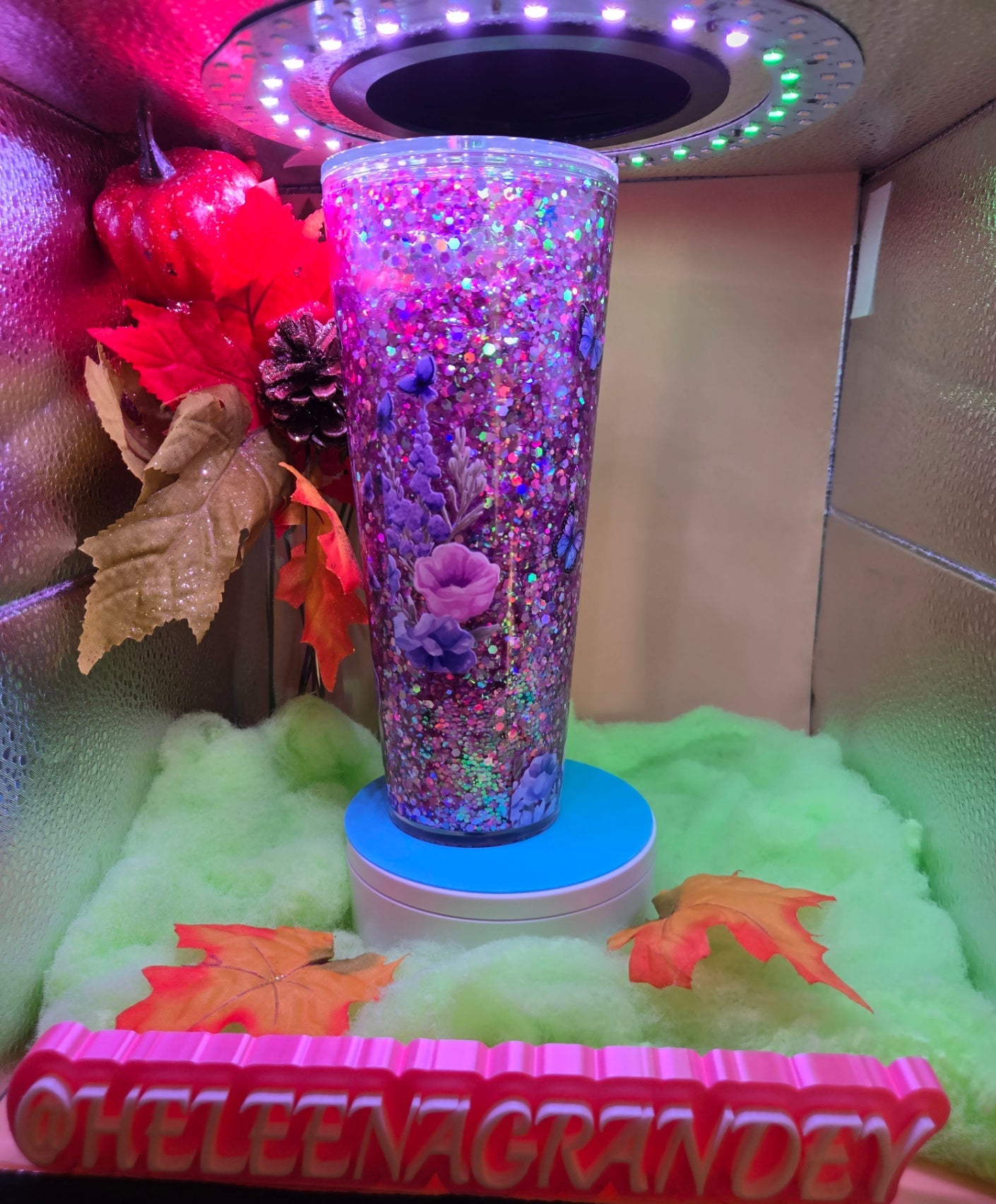 pink and blue with butterflys and trees