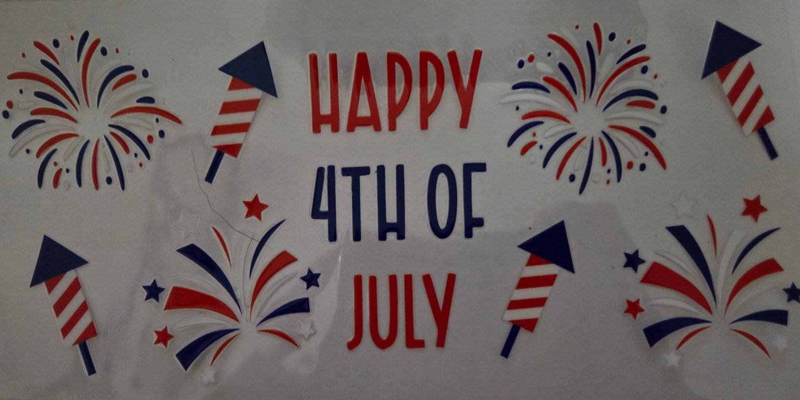 4th of july red white and blue with rockets